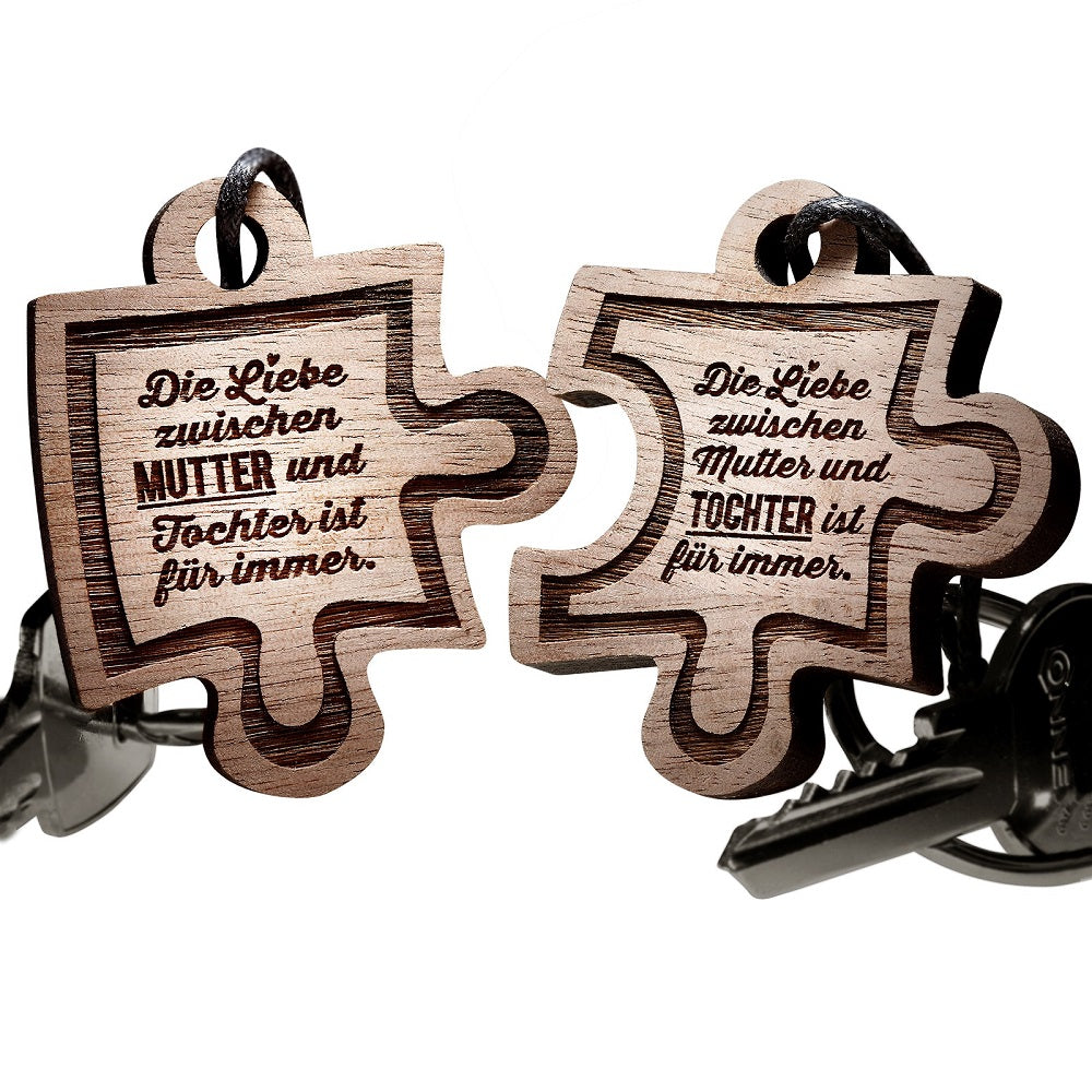 Schlüsselanhänger Puzzle aus Holz - Mutter und Tochter