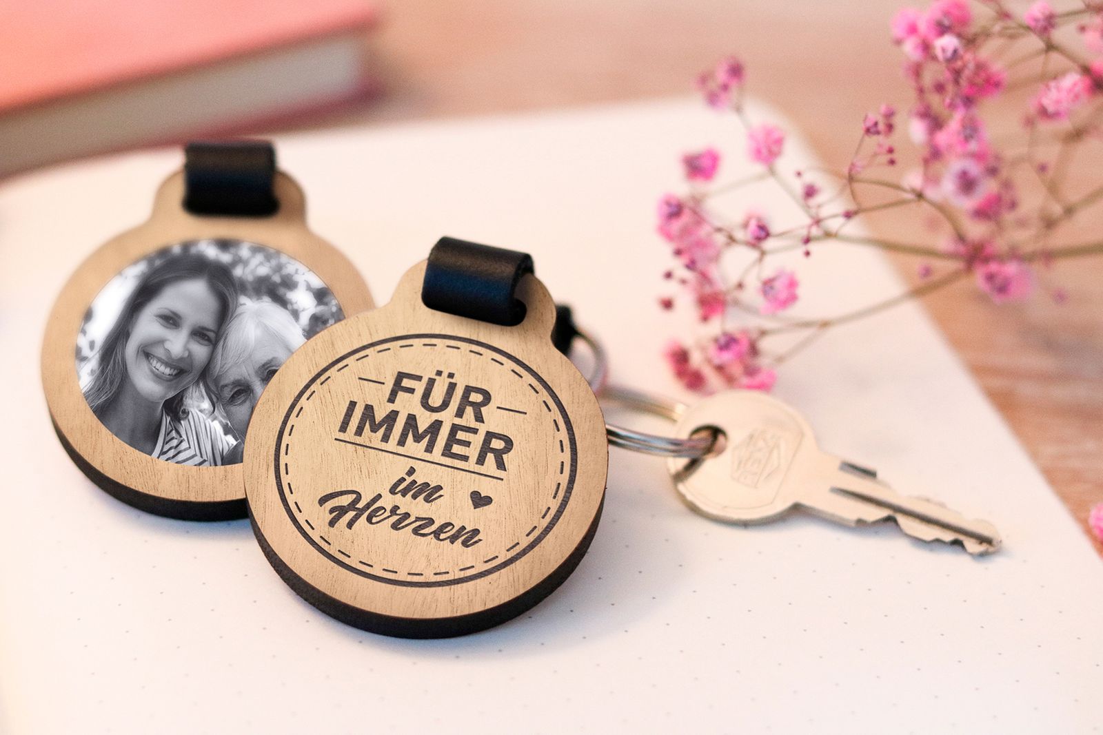 Fotogravur Schlüsselanhänger / Für immer im Herzen