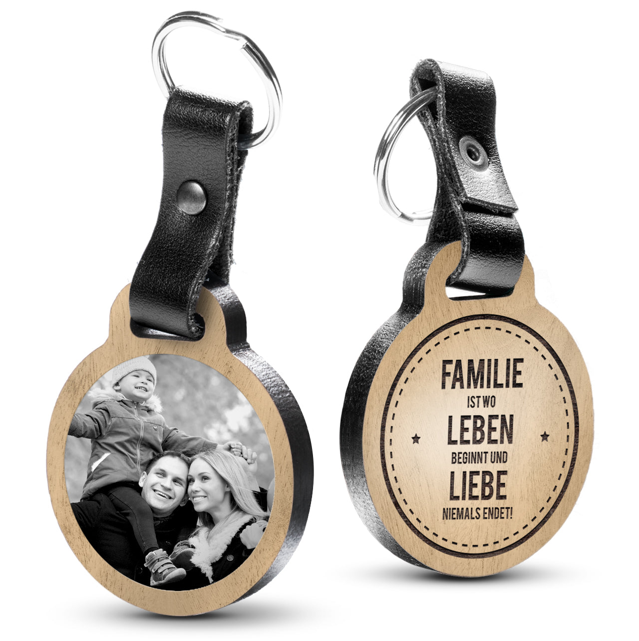Familie ist... - Fotoschlüsselanhänger Holz