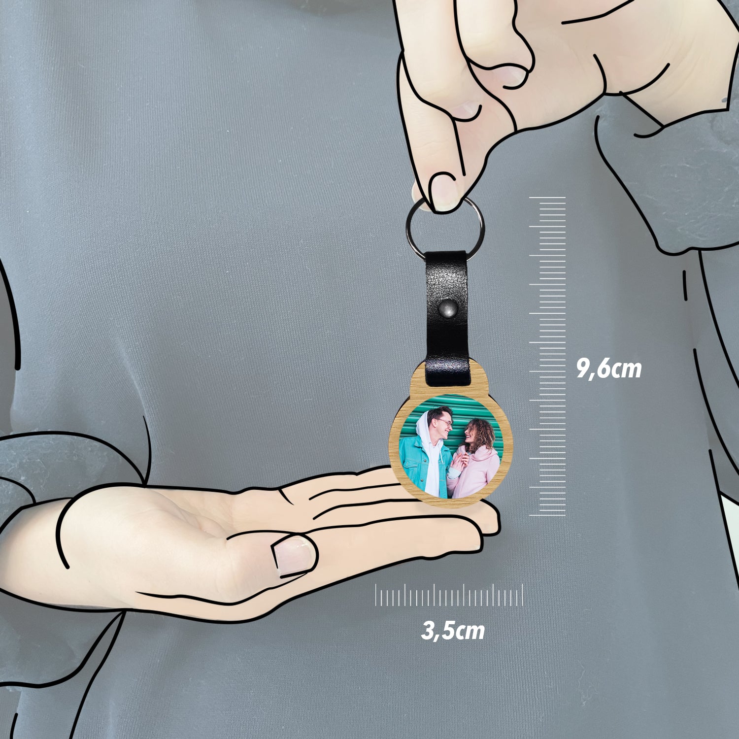 Premium Schlüsselanhänger aus Eichenholz mit kratzfestem Foto und Gravur "Scheiß auf Valentinstag ich liebe dich jeden einzelnen Tag" Geschenkidee Valentinstag