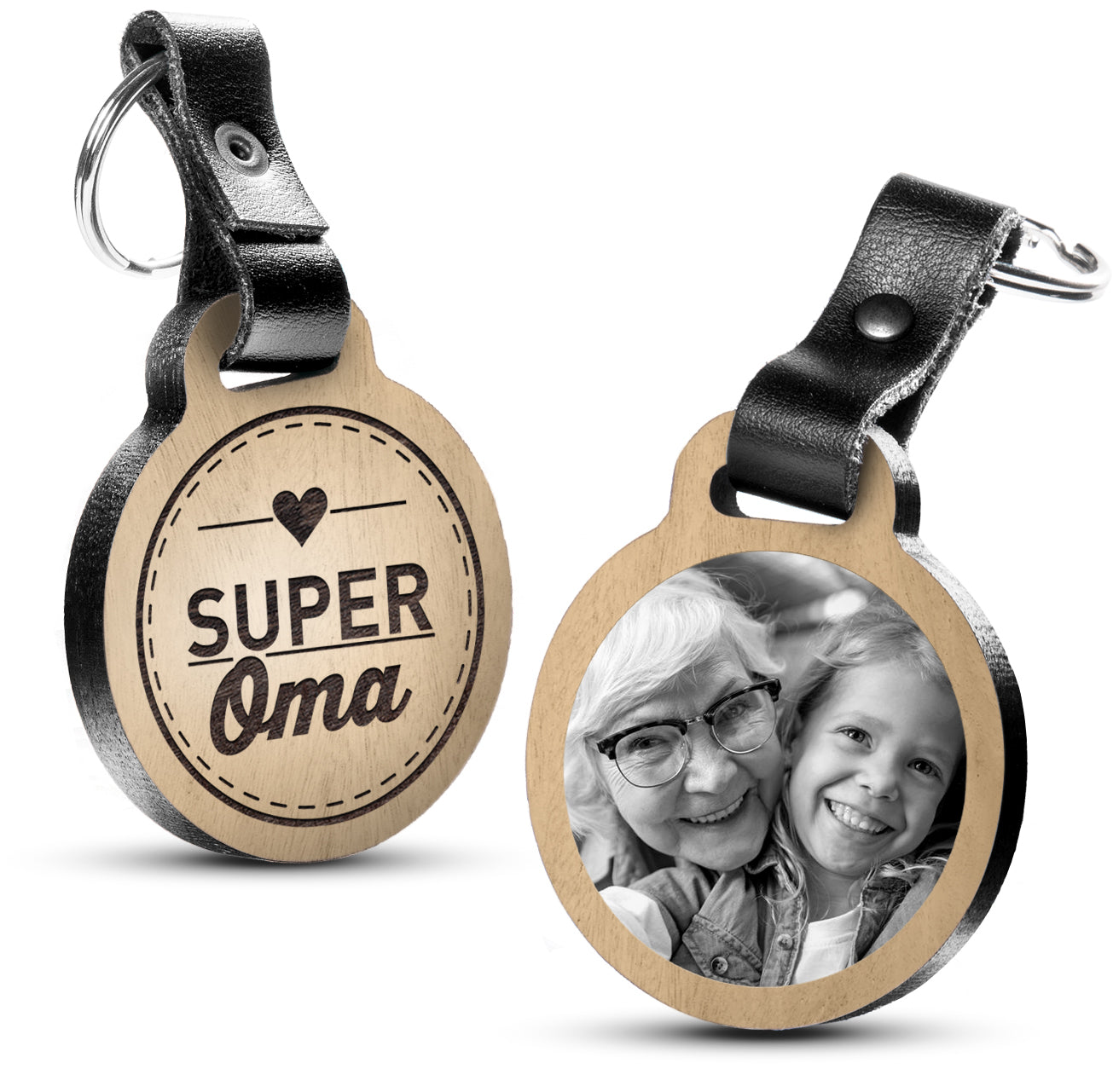 Fotogravur Schlüsselanhänger / Super Oma