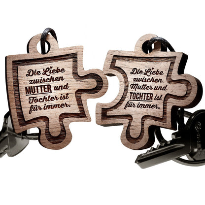 Schlüsselanhänger Puzzle aus Holz - Mutter und Tochter