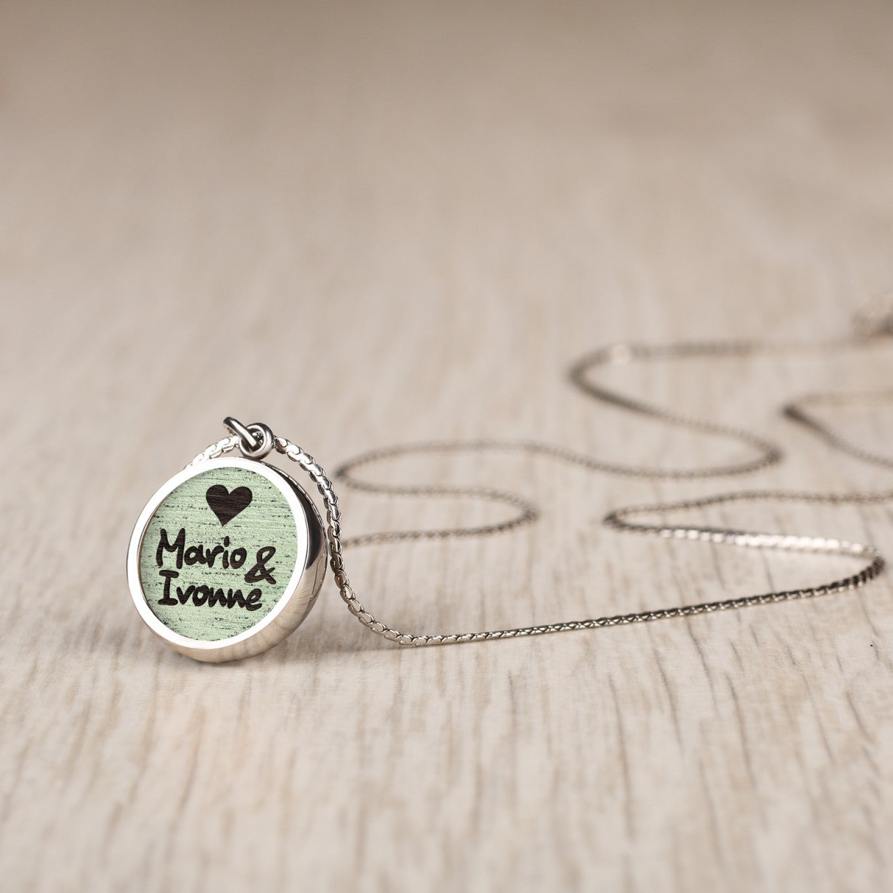 Edelstahlkette mit Gravur Anhänger „SummerLove“ - Mint