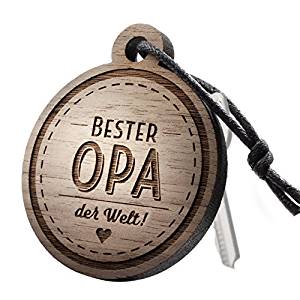 Schlüsselanhänger aus Holz mit Gravur „Bester Opa! der Welt!“ …
