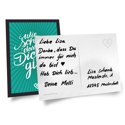 schenkYOU® Postkarte  Türkis – Wie schön, dass es dich gibt