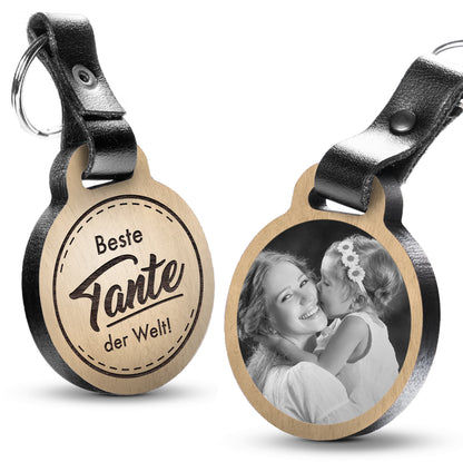 Beste Tante der Welt  - Fotogravur Schlüsselanhänger 