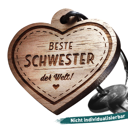 Schlüsselanhänger mit Gravur: Beste Schwester der Welt!